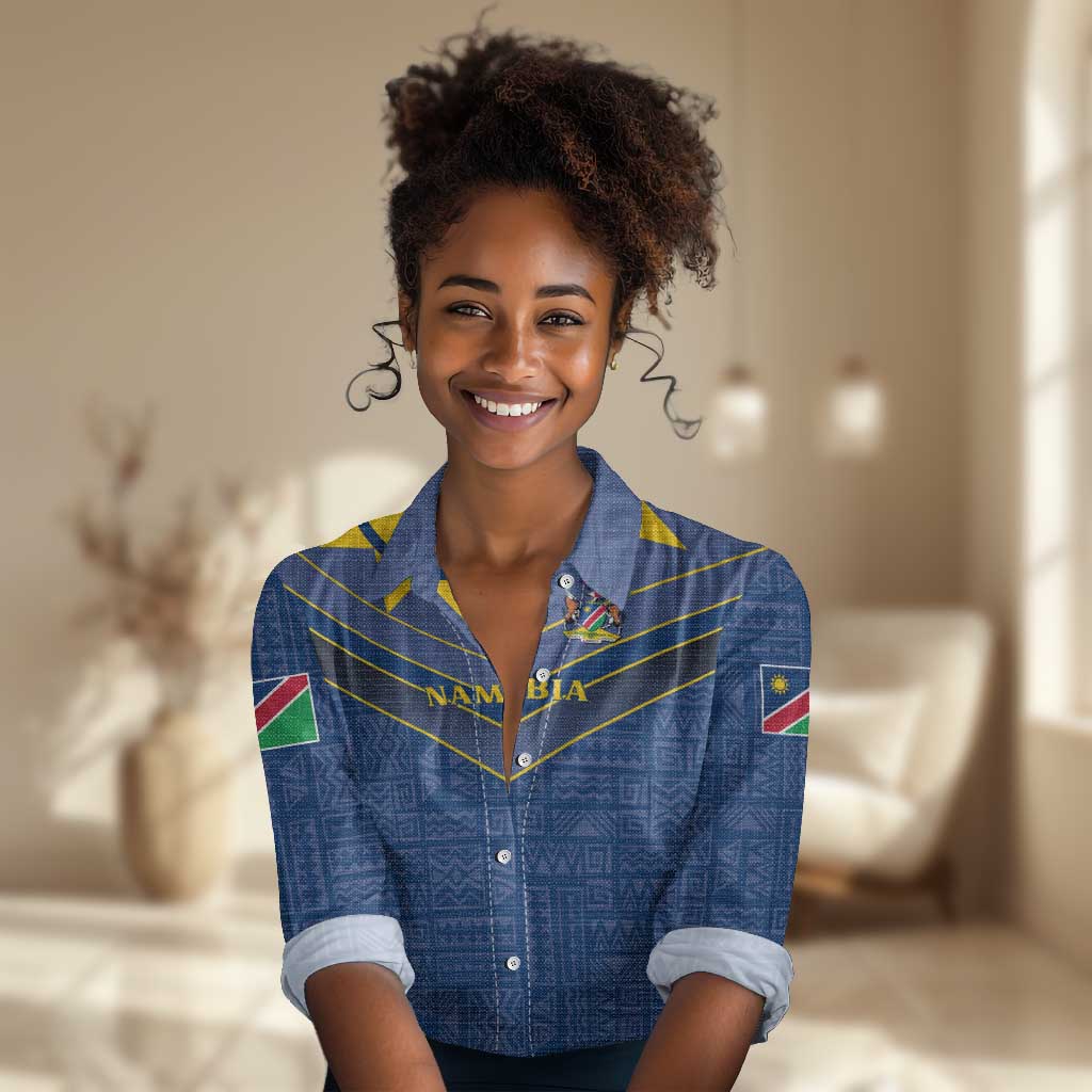 Namibia Yellow Sun Women Casual Shirt Sporty Style with Traditional Patterns