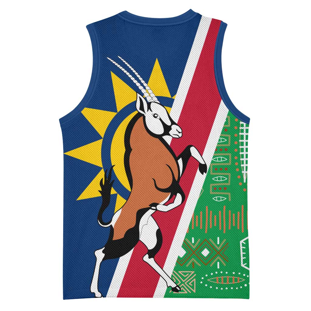 Namibia Gemsbok Basketball Jersey Flag Design with African Patterns TS04