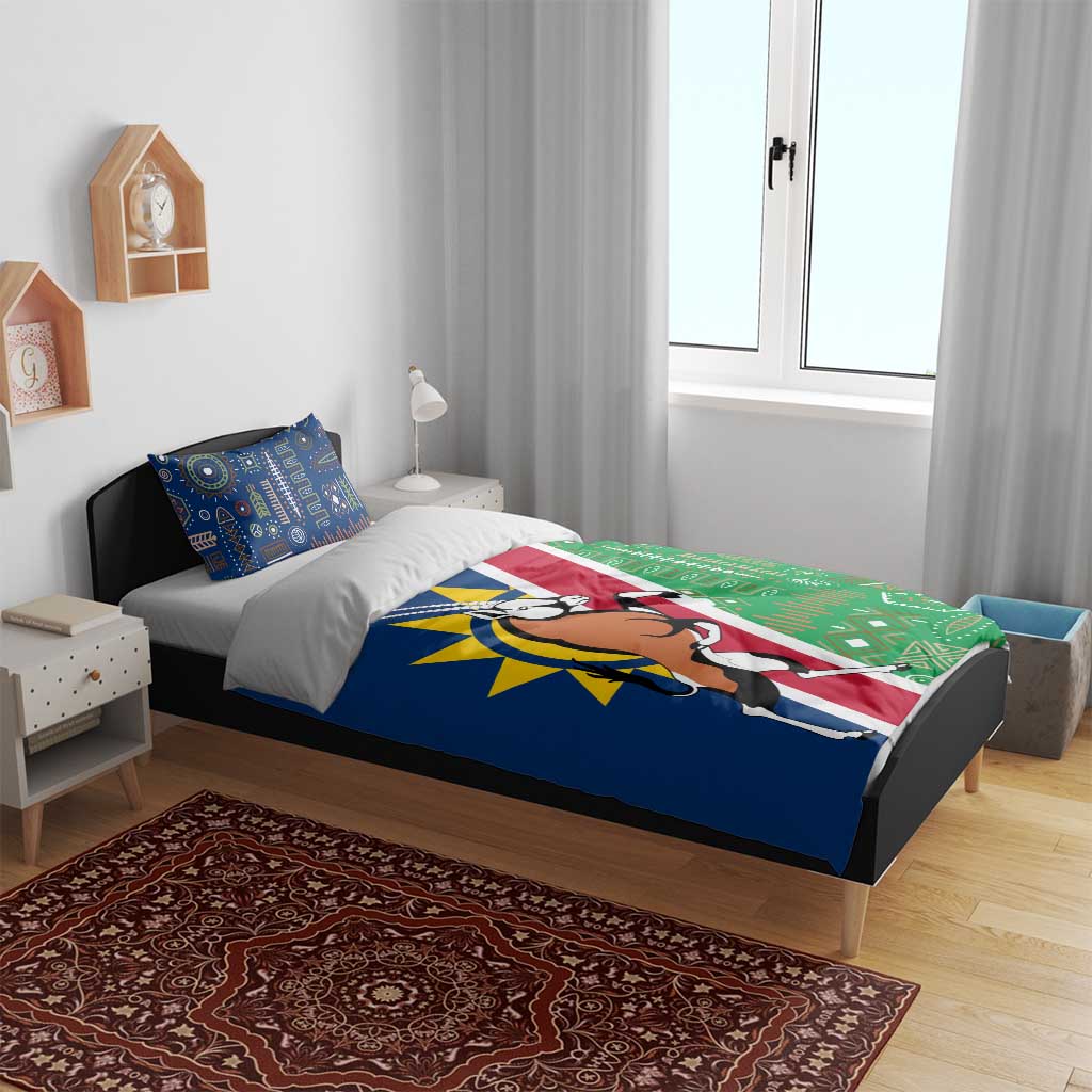 Namibia Gemsbok Bedding Set Flag Design with African Patterns