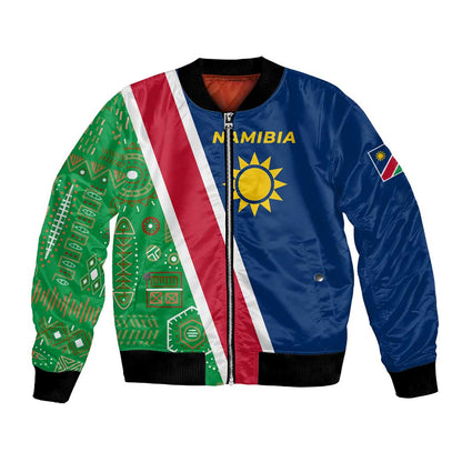 Namibia Gemsbok Bomber Jacket Flag Design with African Patterns