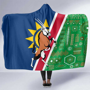 Namibia Gemsbok Hooded Blanket Flag Design with African Patterns