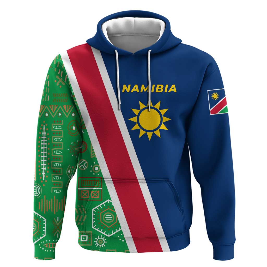 Namibia Gemsbok Hoodie Flag Design with African Patterns