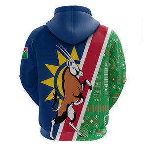 Namibia Gemsbok Hoodie Flag Design with African Patterns