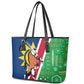 Namibia Gemsbok Leather Tote Bag Flag Design with African Patterns