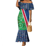 Namibia Gemsbok Mermaid Dress Flag Design with African Patterns
