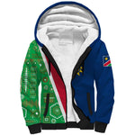 Namibia Gemsbok Sherpa Hoodie Flag Design with African Patterns