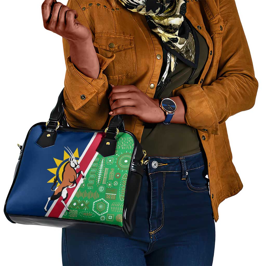 Namibia Gemsbok Shoulder Handbag Flag Design with African Patterns