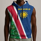 Namibia Gemsbok Sleeveless Hoodie Flag Design with African Patterns - African Pride