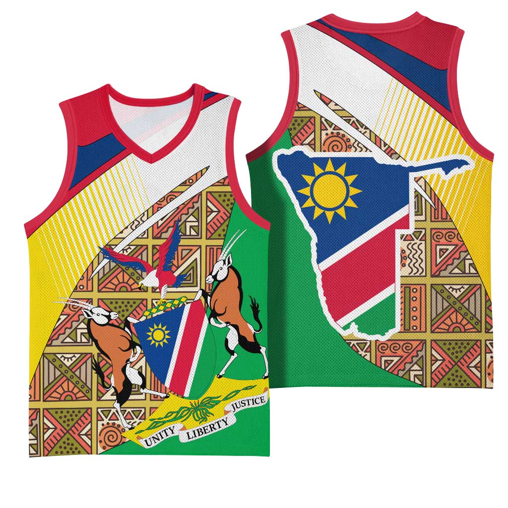Afro Namibia Map Basketball Jersey National Emblem and Cultural Motif Design TS04