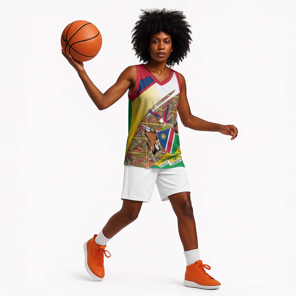 Afro Namibia Map Basketball Jersey National Emblem and Cultural Motif Design TS04
