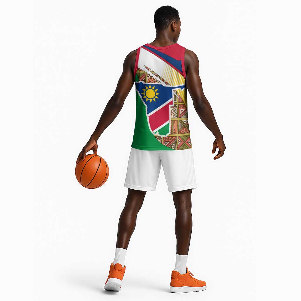 Afro Namibia Map Basketball Jersey National Emblem and Cultural Motif Design TS04