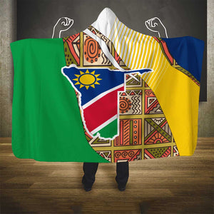 Afro Namibia Map Hooded Blanket National Emblem and Cultural Motif Design