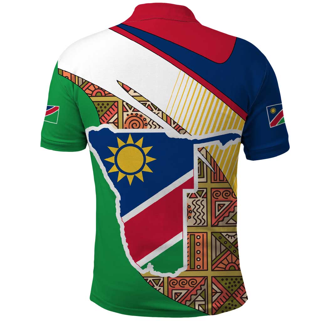 Afro Namibia Map Polo Shirt National Emblem and Cultural Motif Design