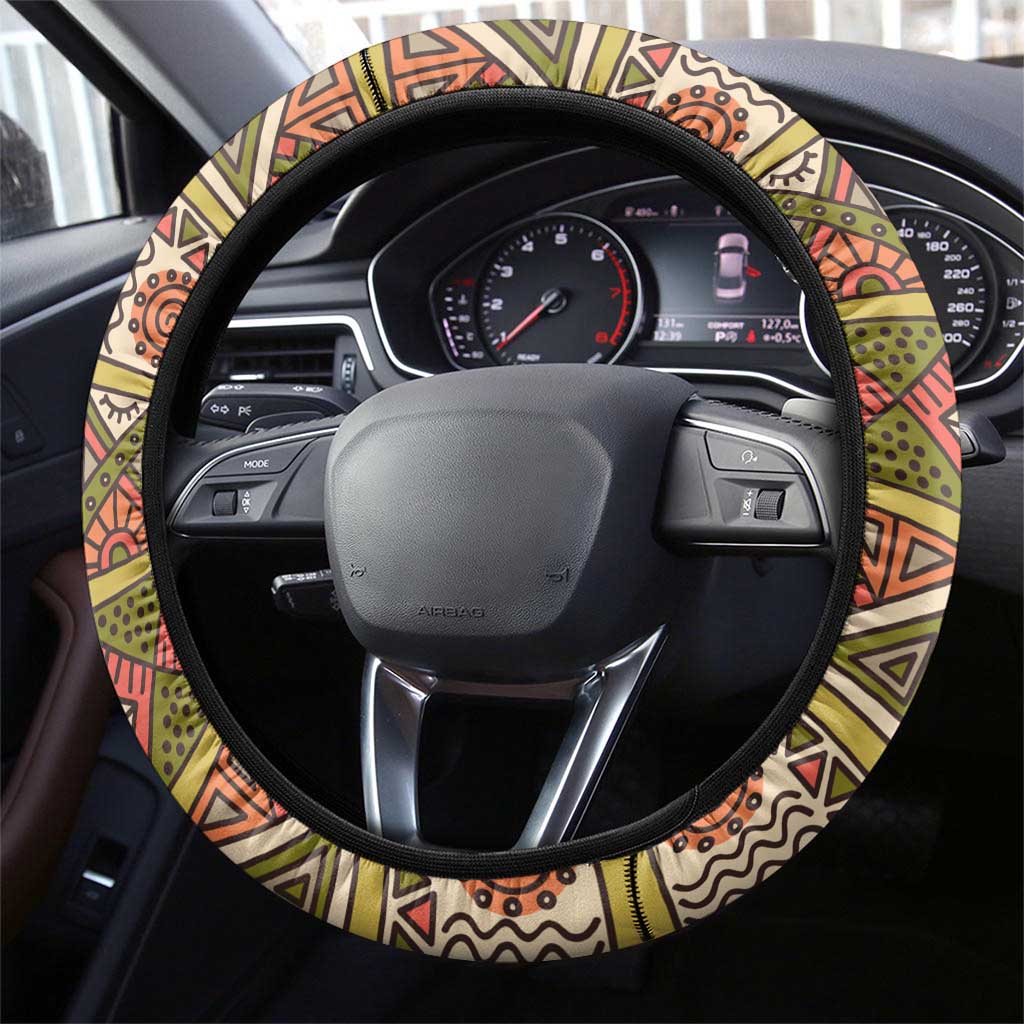 Afro Namibia Map Steering Wheel Cover National Emblem and Cultural Motif Design
