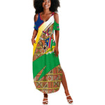 Afro Namibia Map Summer Maxi Dress National Emblem and Cultural Motif Design