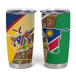 Afro Namibia Map Tumbler Cup National Emblem and Cultural Motif Design