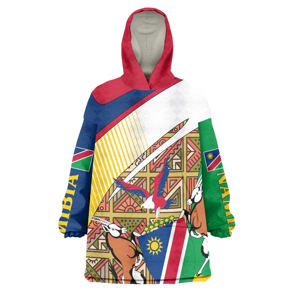 Afro Namibia Map Wearable Blanket Hoodie National Emblem and Cultural Motif Design