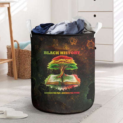 Black History Tree of Knowledge Laundry Basket Pan-African Afrocentric Drip Art Illustration