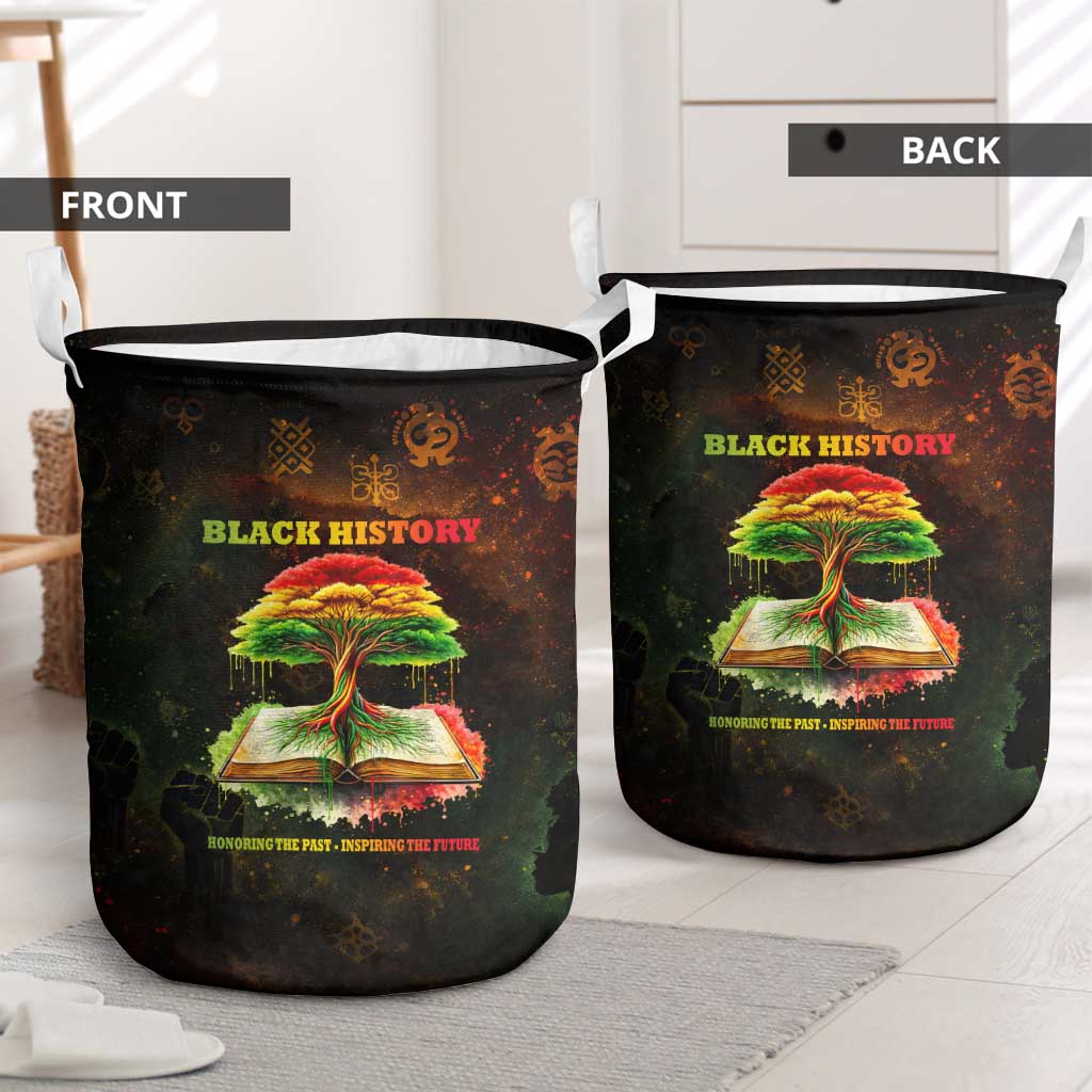 Black History Tree of Knowledge Laundry Basket Pan-African Afrocentric Drip Art Illustration
