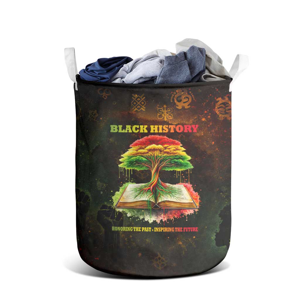 Black History Tree of Knowledge Laundry Basket Pan-African Afrocentric Drip Art Illustration