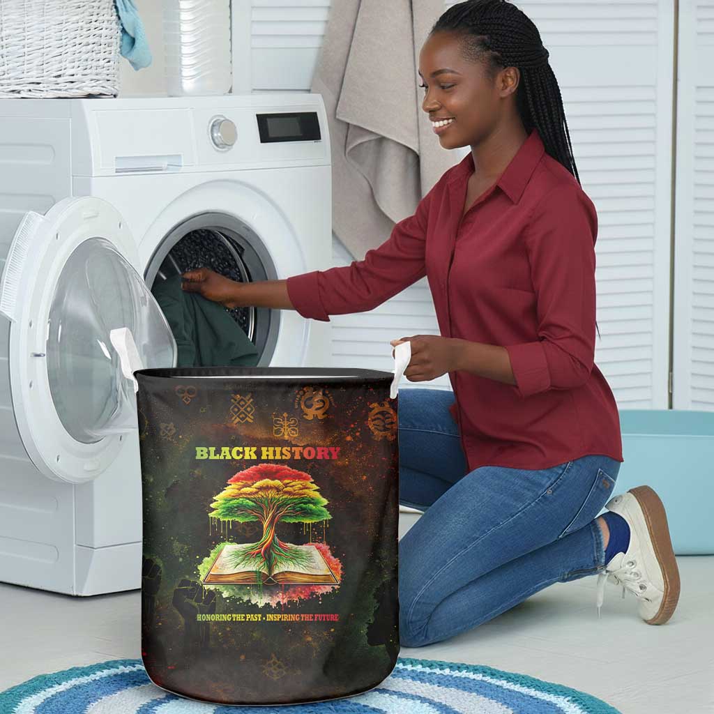 Black History Tree of Knowledge Laundry Basket Pan-African Afrocentric Drip Art Illustration