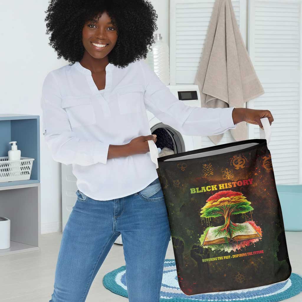 Black History Tree of Knowledge Laundry Basket Pan-African Afrocentric Drip Art Illustration