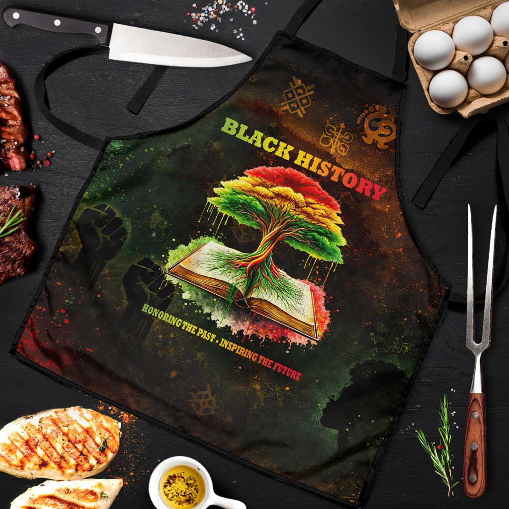 Black History Tree of Knowledge Apron Pan-African Afrocentric Drip Art Illustration