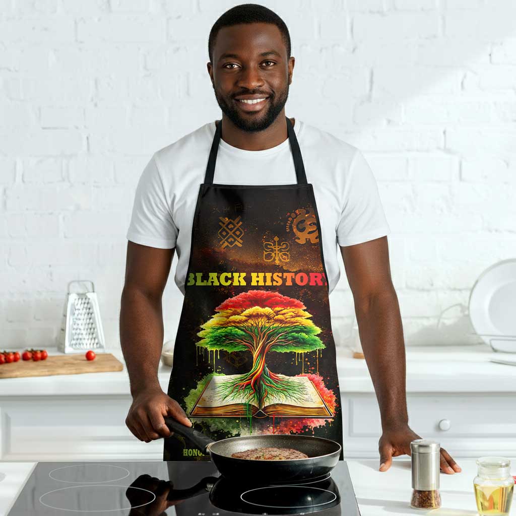 Black History Tree of Knowledge Apron Pan-African Afrocentric Drip Art Illustration