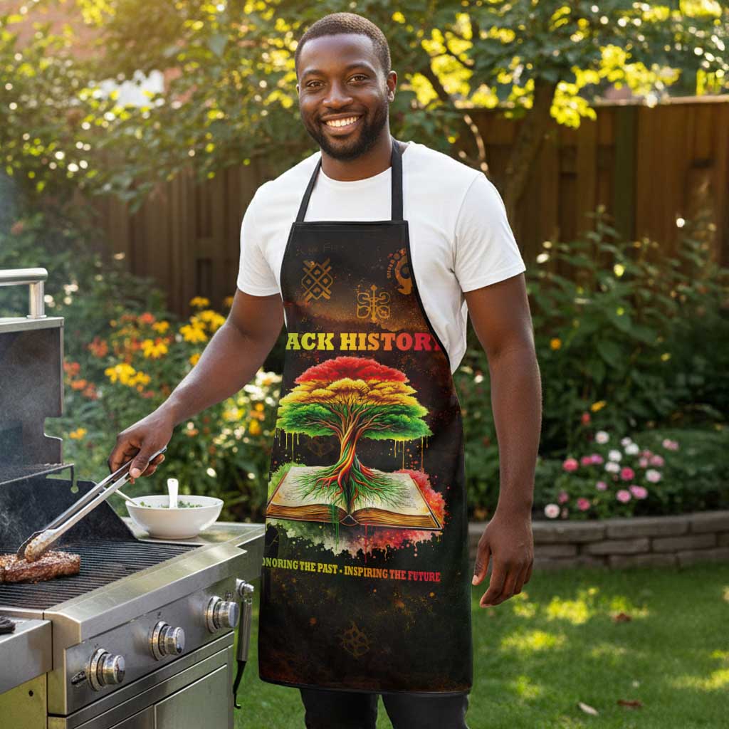 Black History Tree of Knowledge Apron Pan-African Afrocentric Drip Art Illustration