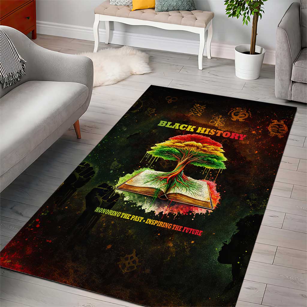Black History Tree of Knowledge Area Rug Pan-African Afrocentric Drip Art Illustration