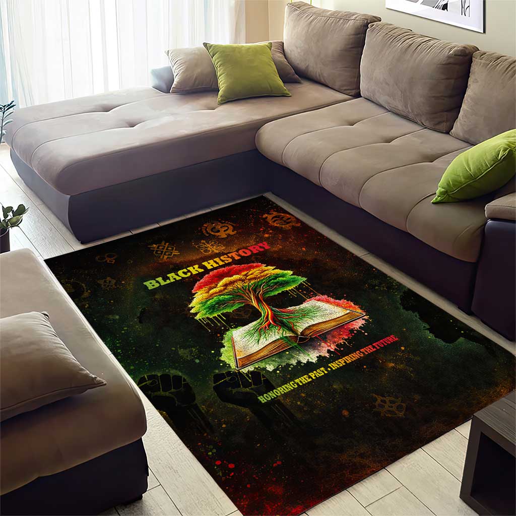 Black History Tree of Knowledge Area Rug Pan-African Afrocentric Drip Art Illustration