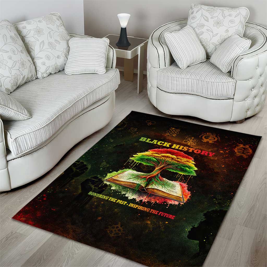 Black History Tree of Knowledge Area Rug Pan-African Afrocentric Drip Art Illustration