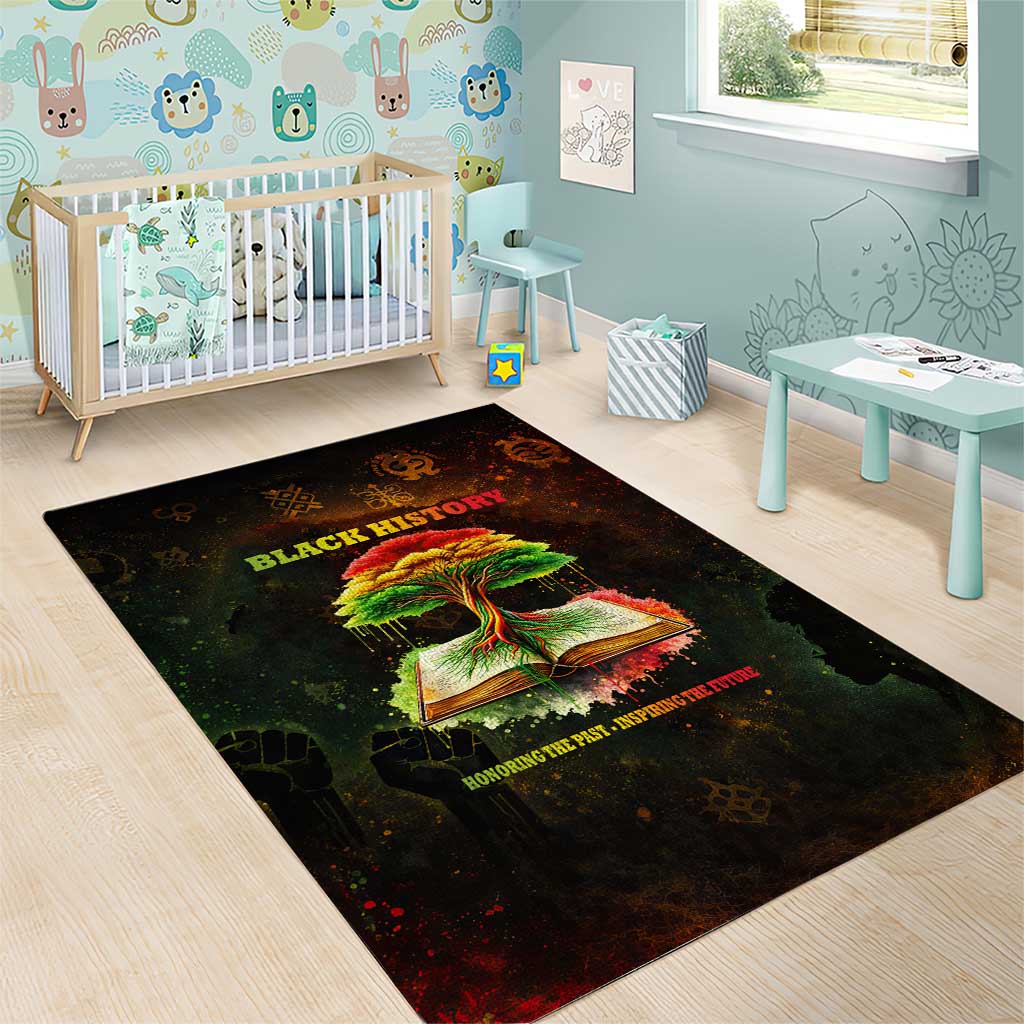 Black History Tree of Knowledge Area Rug Pan-African Afrocentric Drip Art Illustration