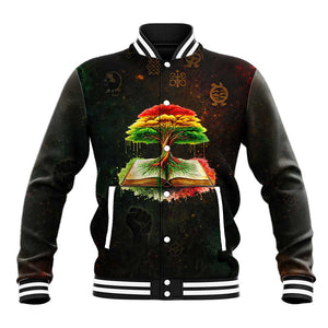 Black History Tree of Knowledge Baseball Jacket Pan-African Afrocentric Drip Art Illustration