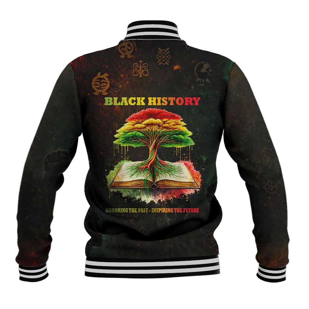 Black History Tree of Knowledge Baseball Jacket Pan-African Afrocentric Drip Art Illustration