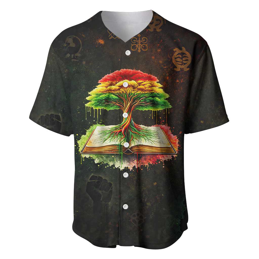 Black History Tree of Knowledge Baseball Jersey Pan-African Afrocentric Drip Art Illustration