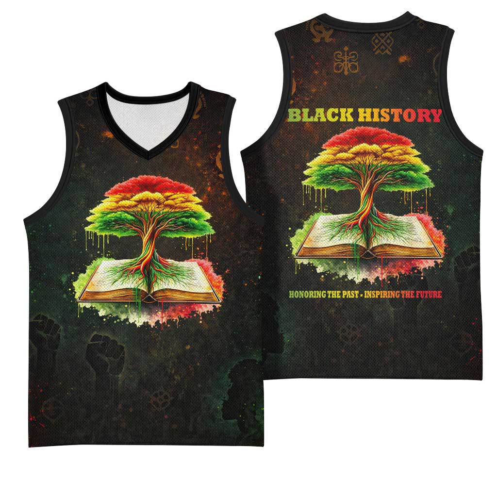 Black History Tree of Knowledge Basketball Jersey Pan-African Afrocentric Drip Art Illustration
