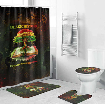 Black History Tree of Knowledge Bathroom Set Pan-African Afrocentric Drip Art Illustration