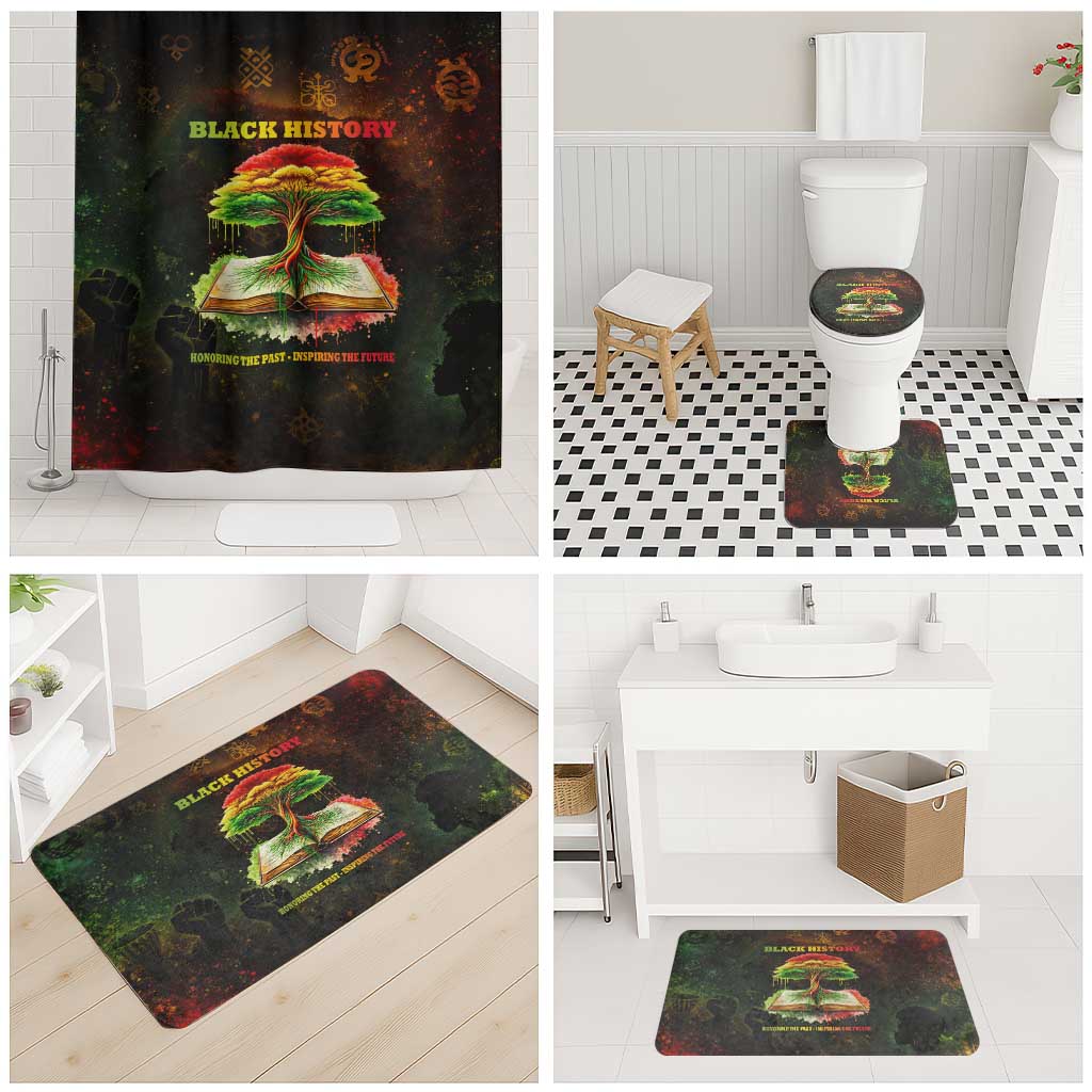 Black History Tree of Knowledge Bathroom Set Pan-African Afrocentric Drip Art Illustration