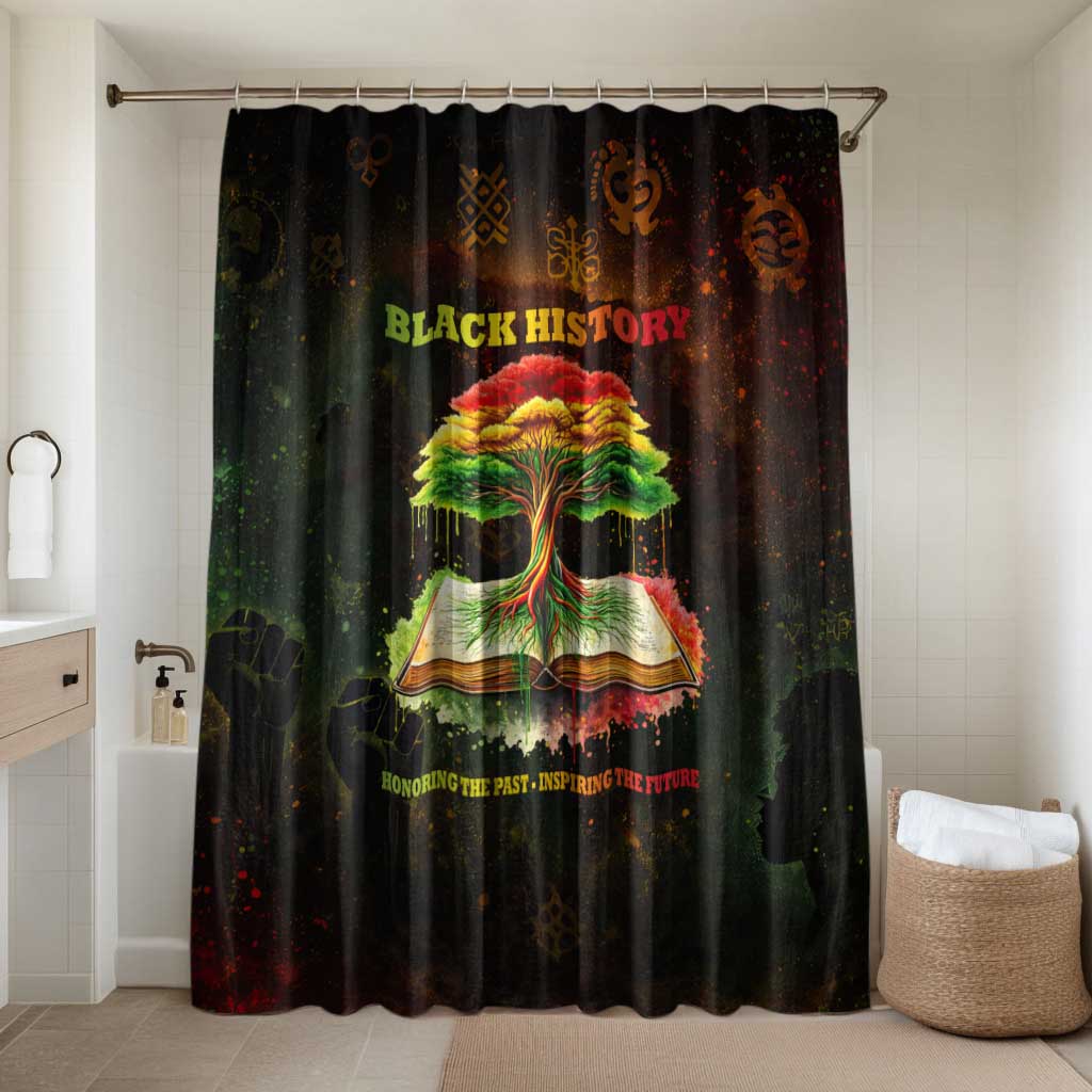 Black History Tree of Knowledge Bathroom Set Pan-African Afrocentric Drip Art Illustration