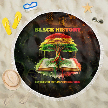 Black History Tree of Knowledge Beach Blanket Pan-African Afrocentric Drip Art Illustration