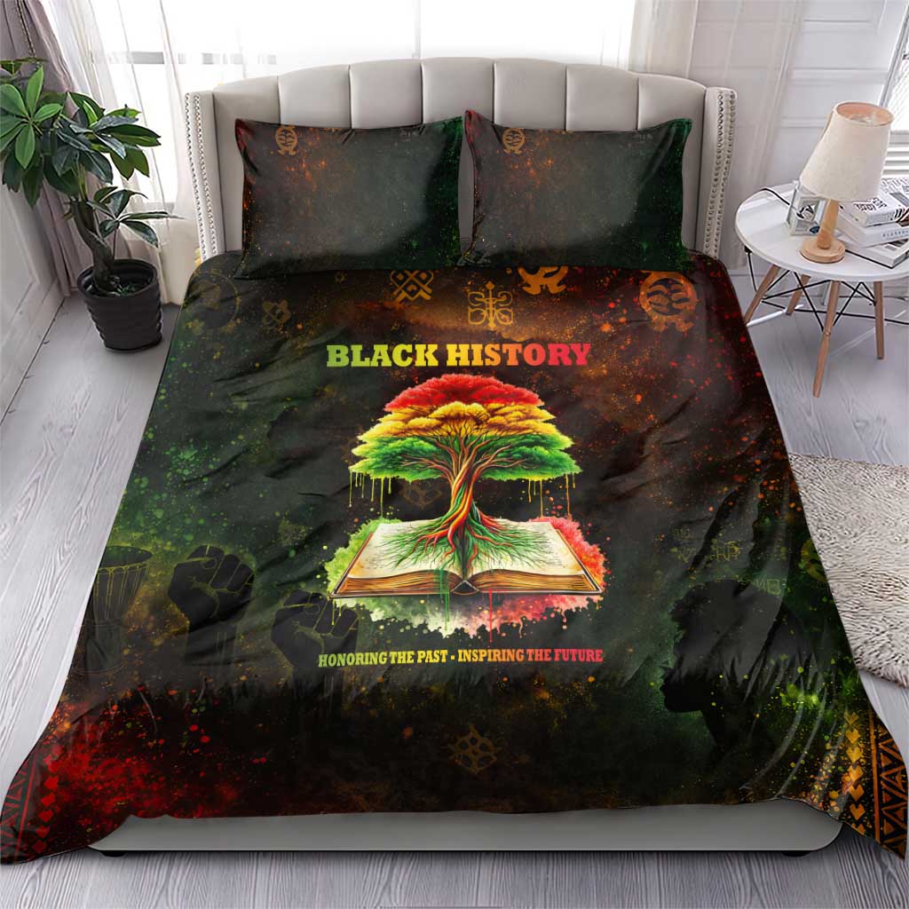 Black History Tree of Knowledge Bedding Set Pan-African Afrocentric Drip Art Illustration