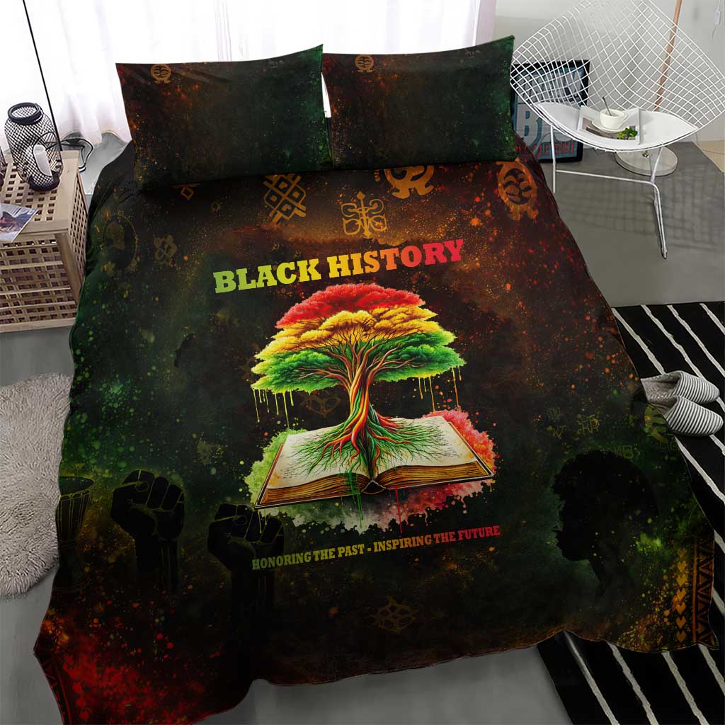 Black History Tree of Knowledge Bedding Set Pan-African Afrocentric Drip Art Illustration