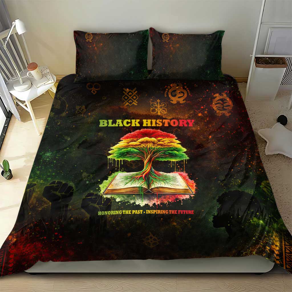 Black History Tree of Knowledge Bedding Set Pan-African Afrocentric Drip Art Illustration