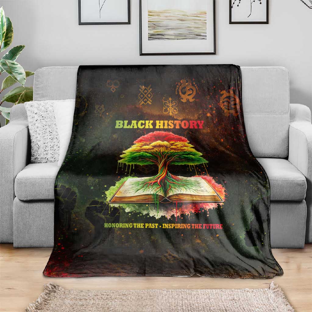Black History Tree of Knowledge Blanket Pan-African Afrocentric Drip Art Illustration