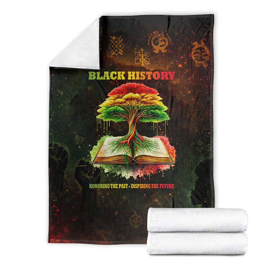 Black History Tree of Knowledge Blanket Pan-African Afrocentric Drip Art Illustration