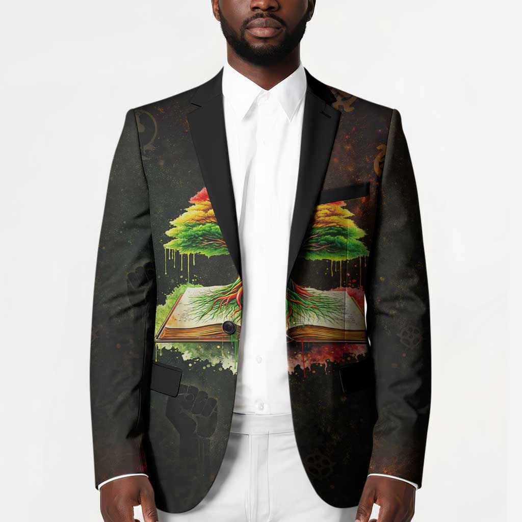 Black History Tree of Knowledge Blazer Pan-African Afrocentric Drip Art Illustration