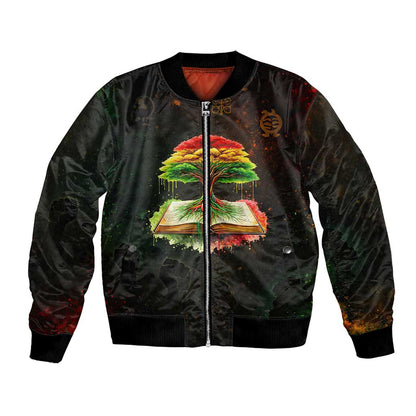 Black History Tree of Knowledge Bomber Jacket Pan-African Afrocentric Drip Art Illustration