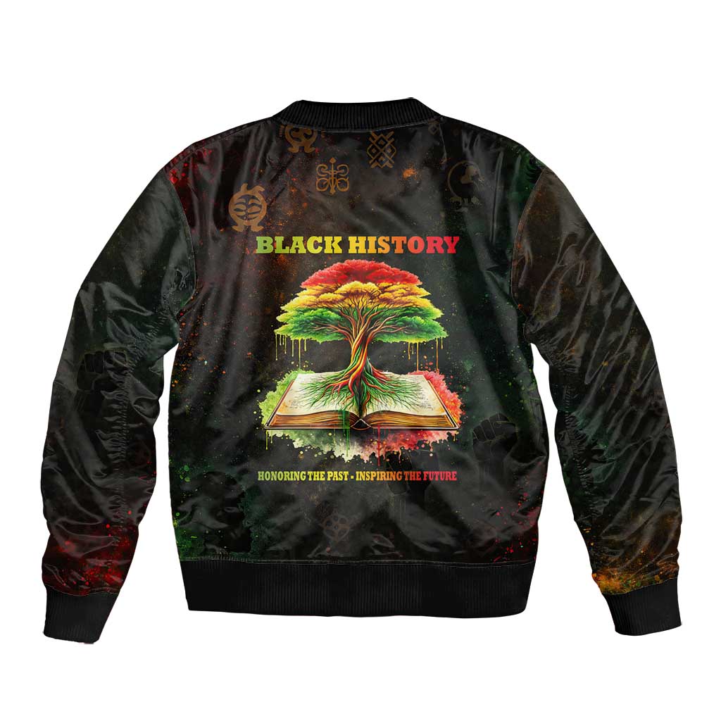 Black History Tree of Knowledge Bomber Jacket Pan-African Afrocentric Drip Art Illustration
