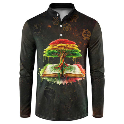 Black History Tree of Knowledge Button Sweatshirt Pan-African Afrocentric Drip Art Illustration